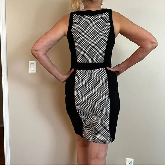 Chic Black and White Sleeveless Midi Dress - Picture 3 of 6